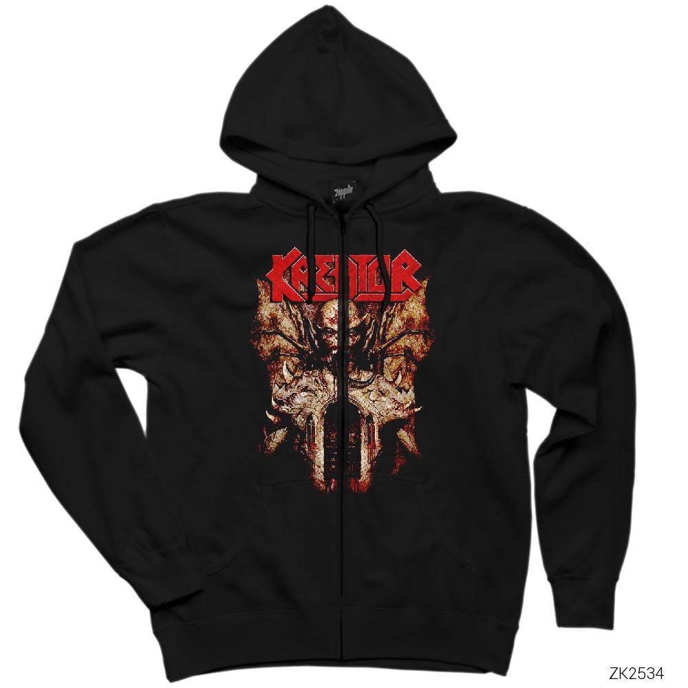 Kreator Devil Door Siyah Fermuarlı Kapşonlu Sweatshirt