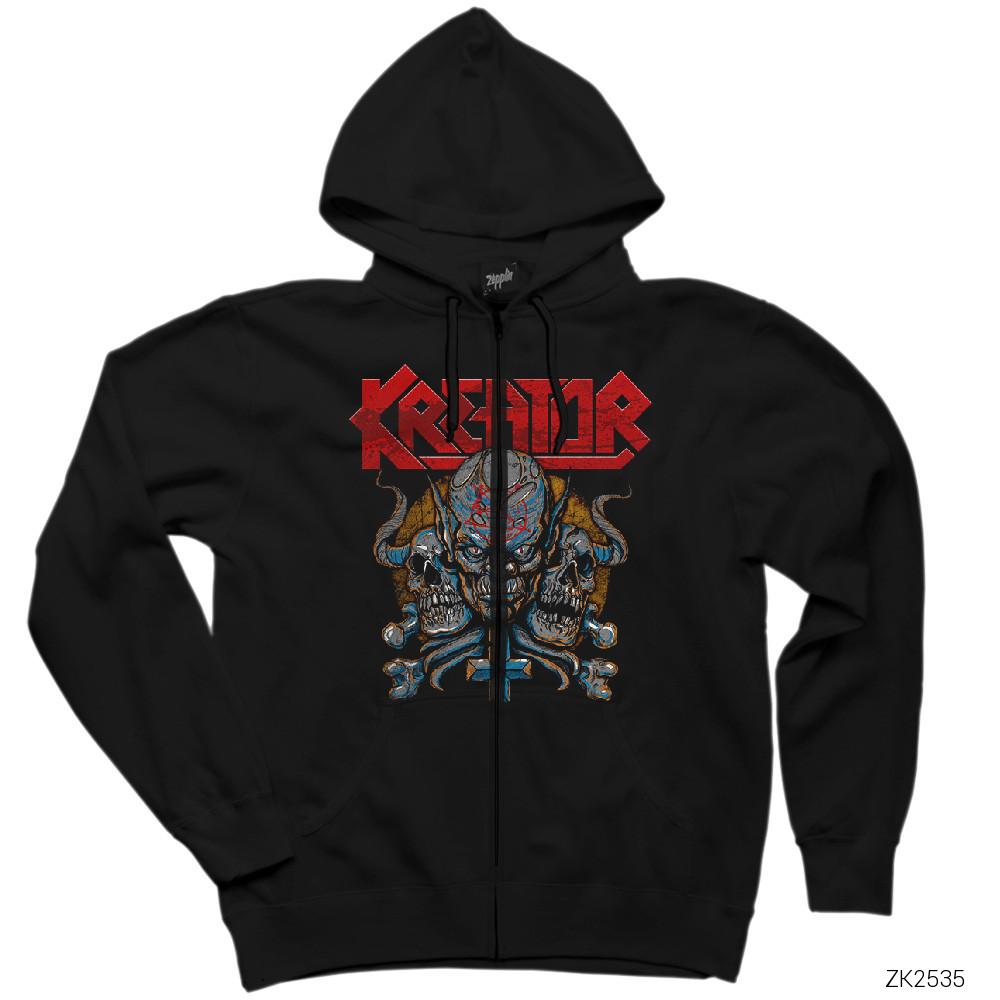 Kreator Devils Siyah Fermuarlı Kapşonlu Sweatshirt