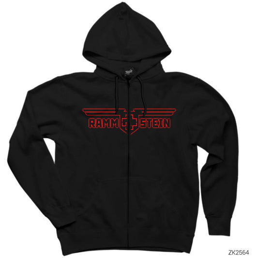 Rammstein Eagle Siyah Fermuarlı Kapşonlu Sweatshirt