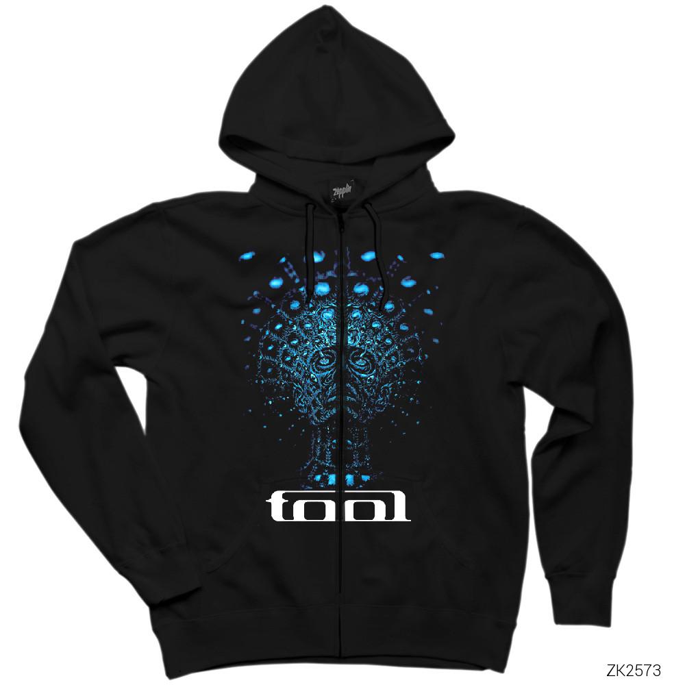 Tool Blue Face Siyah Fermuarlı Kapşonlu Sweatshirt