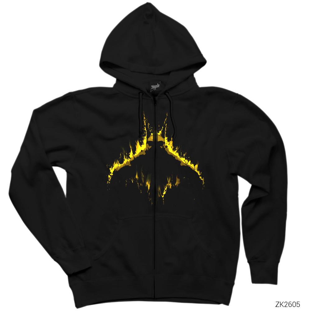 Batman Shadow King Siyah Fermuarlı Kapşonlu Sweatshirt