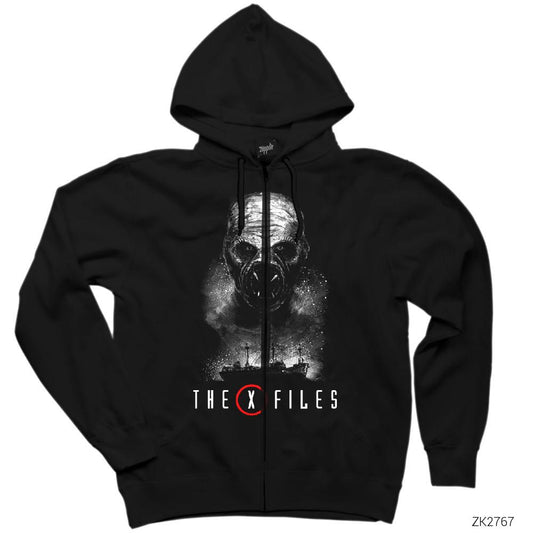 The X Files Siyah Fermuarlı Kapşonlu Sweatshirt