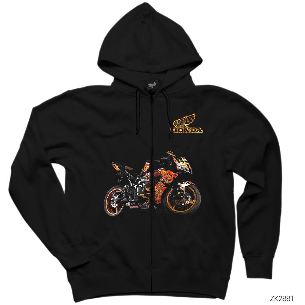 Honda CBR 1000 Siyah Fermuarlı Kapşonlu Sweatshirt