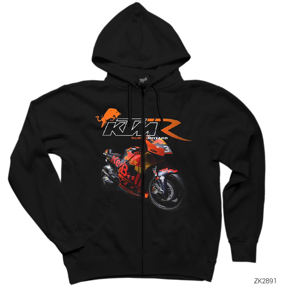 KTM RC16 Siyah Fermuarlı Kapşonlu Sweatshirt