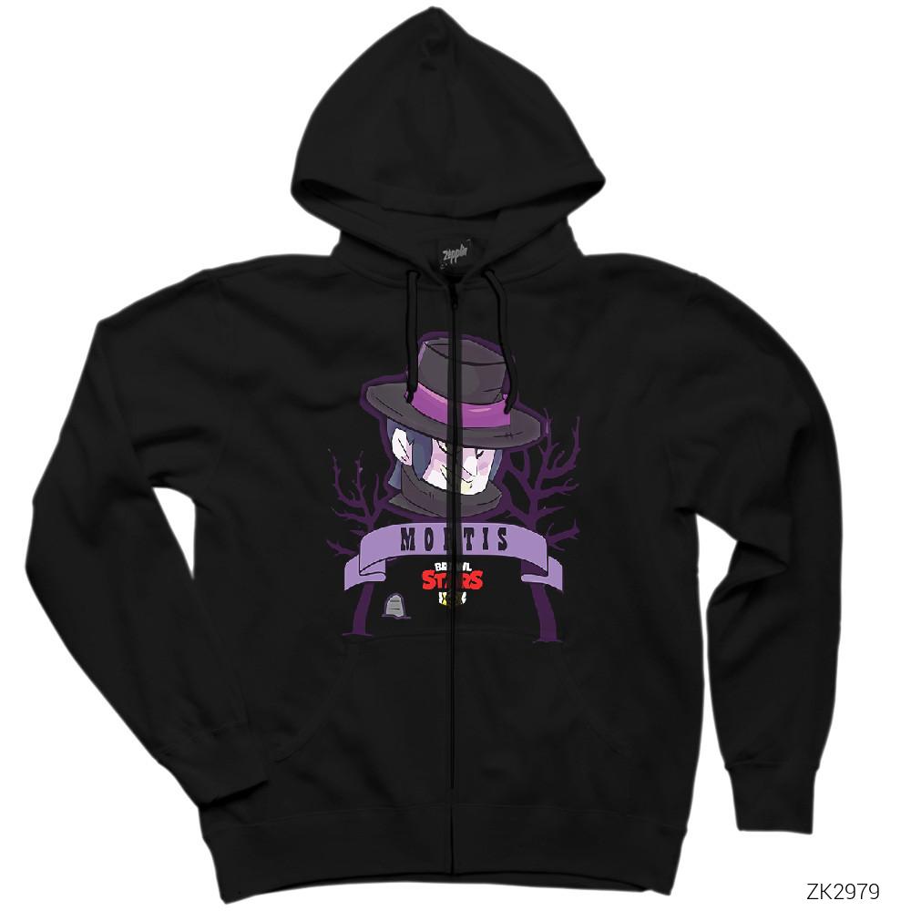 Brawl Stars Mortis Siyah Fermuarlı Kapşonlu Sweatshirt