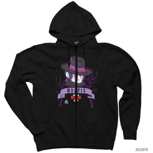Brawl Stars Mortis Siyah Fermuarlı Kapşonlu Sweatshirt