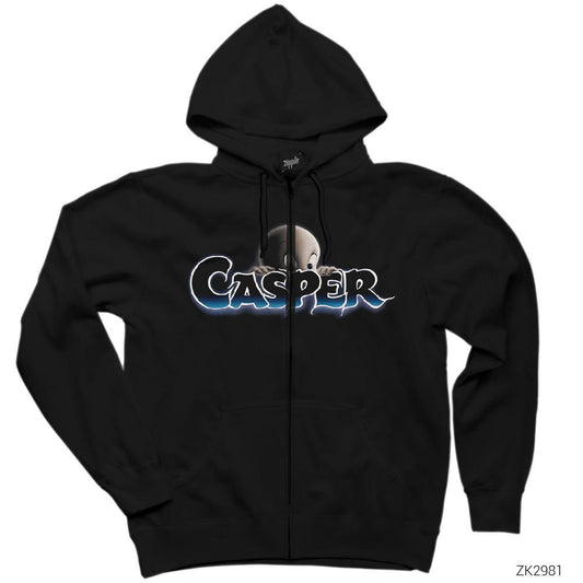 Casper Siyah Fermuarlı Kapşonlu Sweatshirt