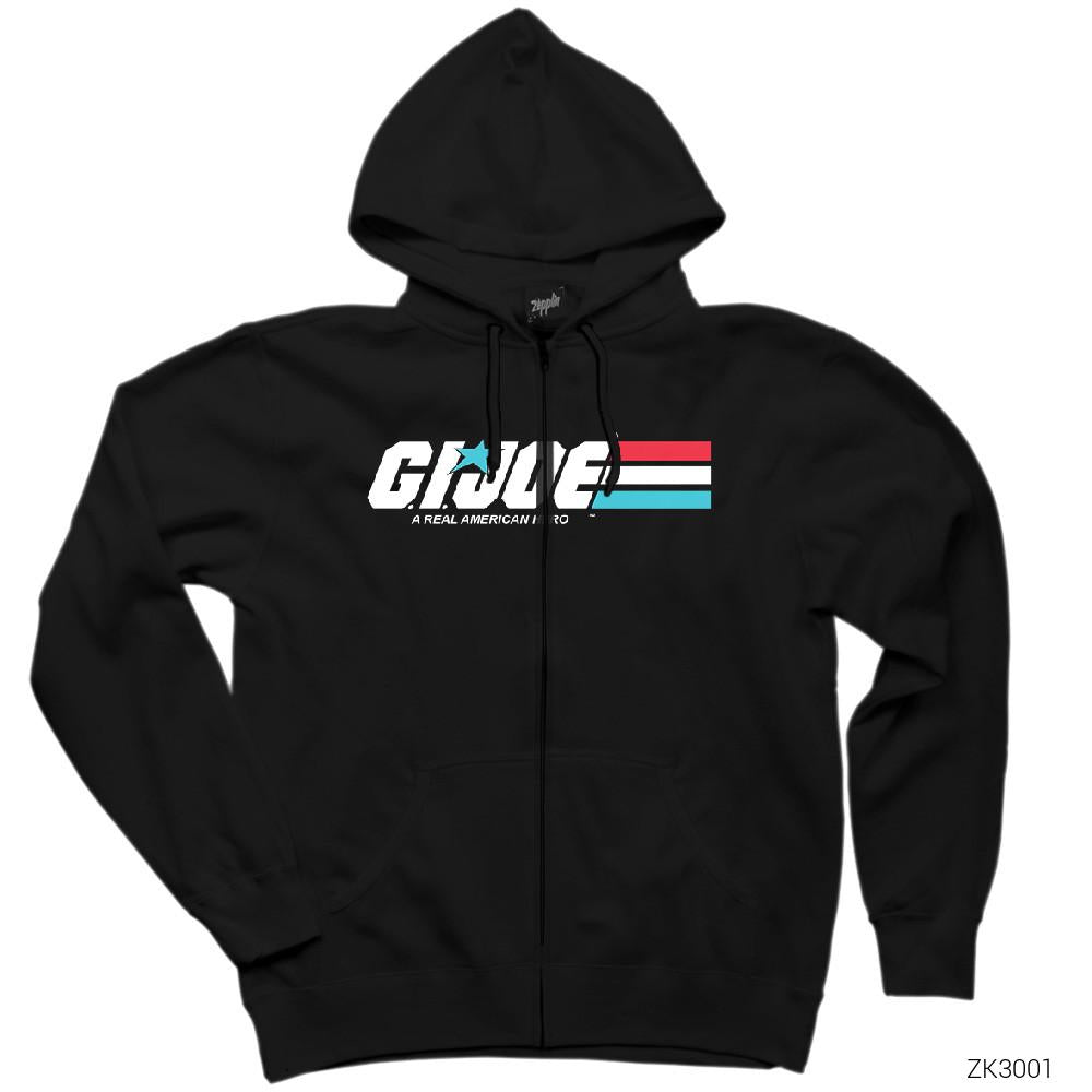 GI Joe Siyah Fermuarlı Kapşonlu Sweatshirt