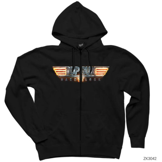Top Gun Hard Lock Siyah Fermuarlı Kapşonlu Sweatshirt