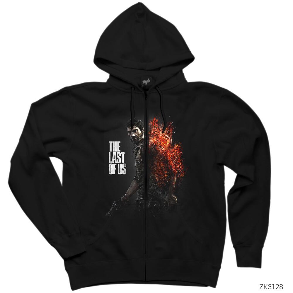 The Last of Us Fire Siyah Fermuarlı Kapşonlu Sweatshirt
