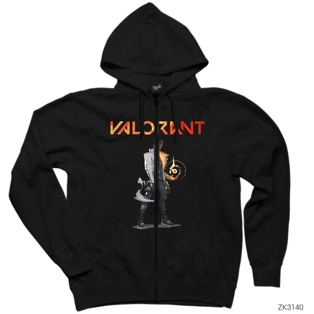 Valorant Phoenix Siyah Fermuarlı Kapşonlu Sweatshirt