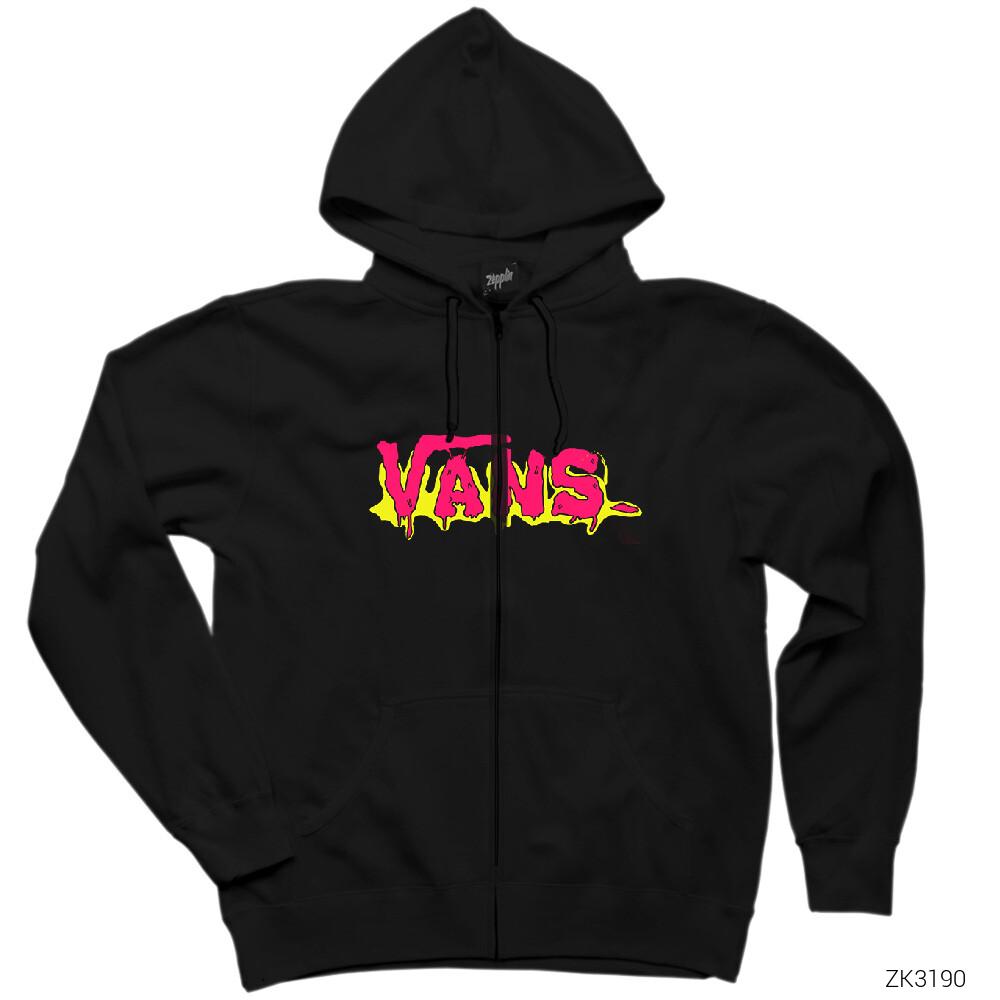 Vans Paint Siyah Fermuarlı Kapşonlu Sweatshirt