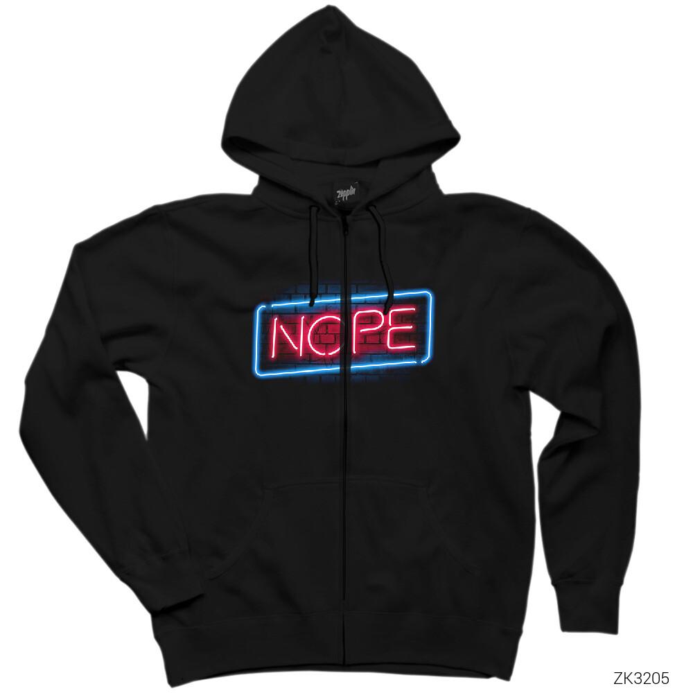 Nope Siyah Fermuarlı Kapşonlu Sweatshirt