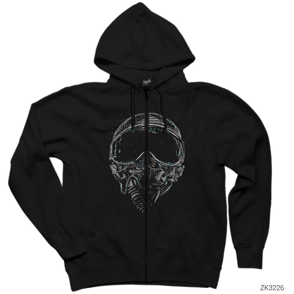Defender Helmet Siyah Fermuarlı Kapşonlu Sweatshirt