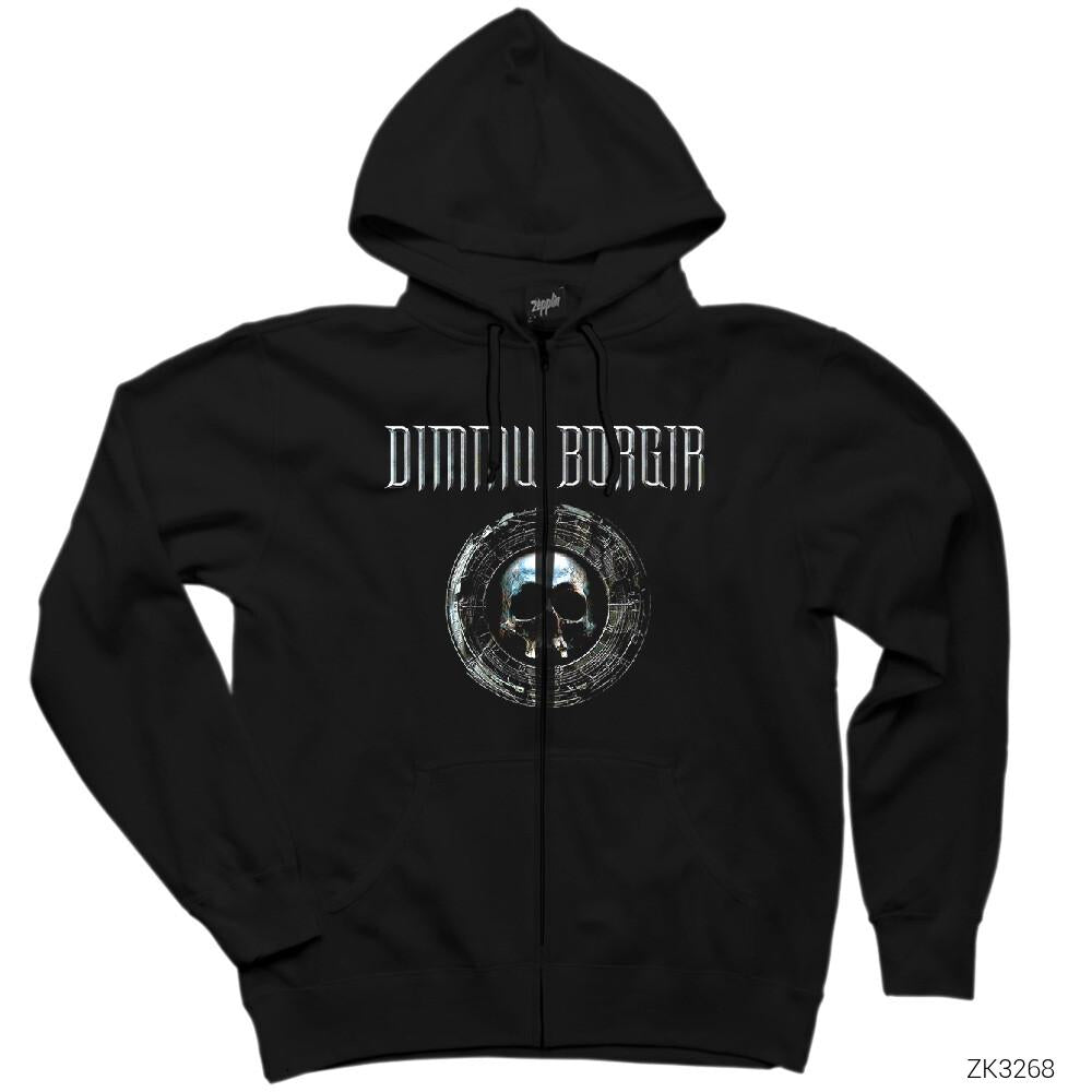 Dimmu Borgir Flare Siyah Fermuarlı Kapşonlu Sweatshirt