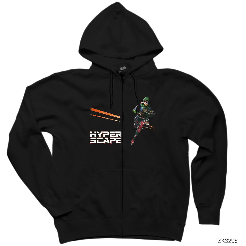 Hyper Scape Javi Siyah Fermuarlı Kapşonlu Sweatshirt