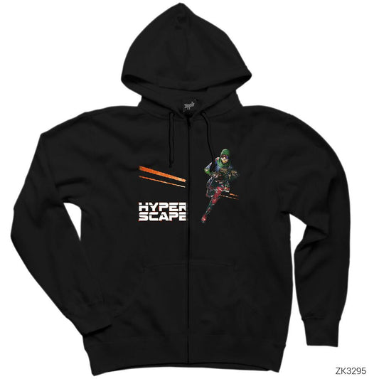 Hyper Scape Javi Siyah Fermuarlı Kapşonlu Sweatshirt