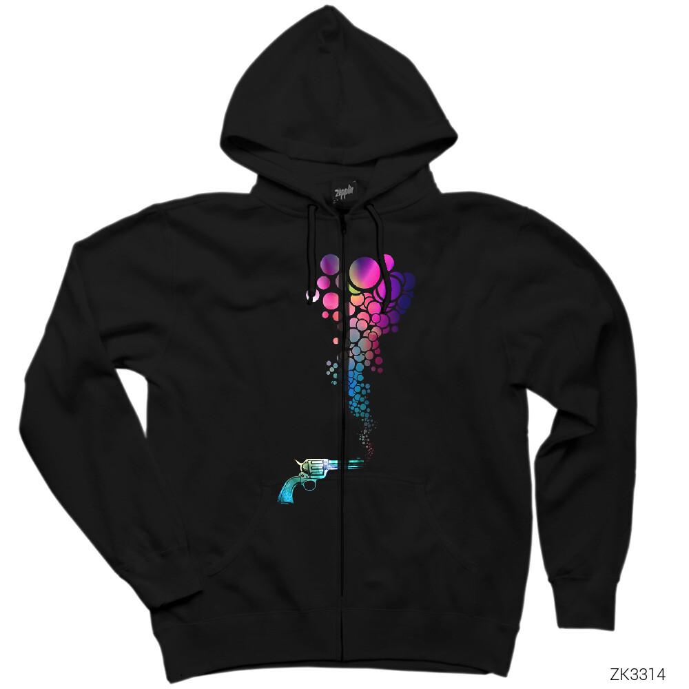 Bubble Gun Siyah Fermuarlı Kapşonlu Sweatshirt