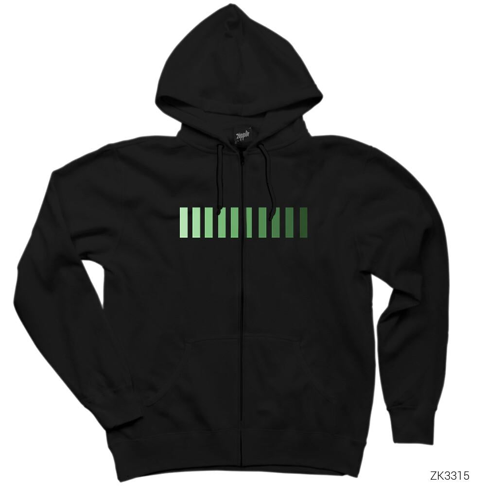 Green Scales Siyah Fermuarlı Kapşonlu Sweatshirt