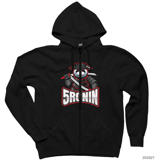 5Ronin Siyah Fermuarlı Kapşonlu Sweatshirt