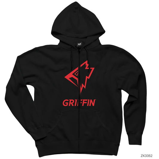 Griffins Esport Siyah Fermuarlı Kapşonlu Sweatshirt