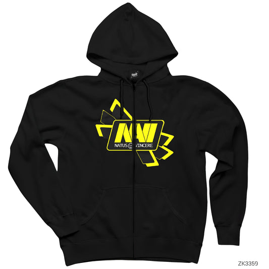Natus Vincere Cross Line Siyah Fermuarlı Kapşonlu Sweatshirt