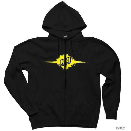 Natus Vincere Horizontal Splash Siyah Fermuarlı Kapşonlu Sweatshirt