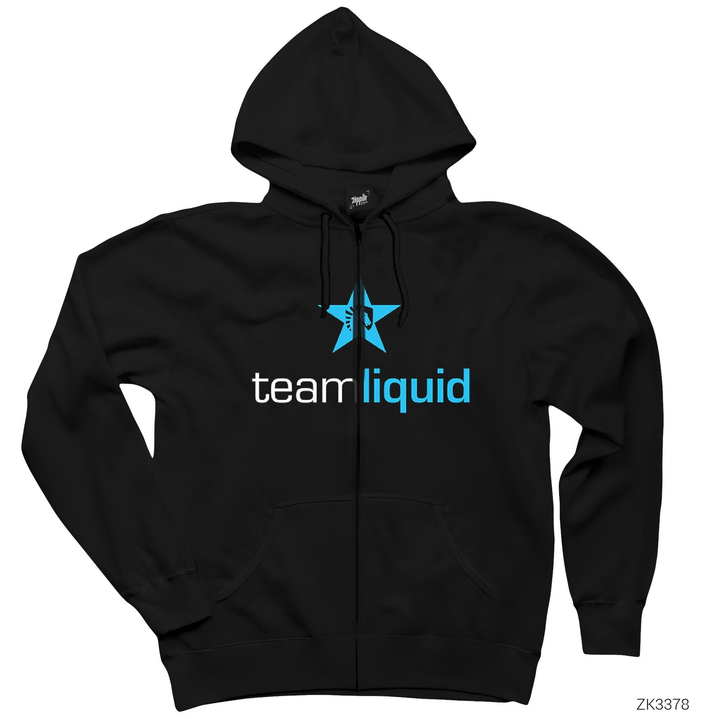 Team Liquid Star Siyah Fermuarlı Kapşonlu Sweatshirt