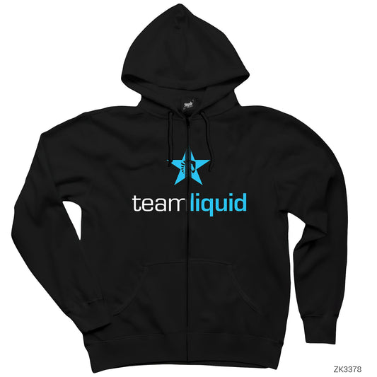 Team Liquid Star Siyah Fermuarlı Kapşonlu Sweatshirt
