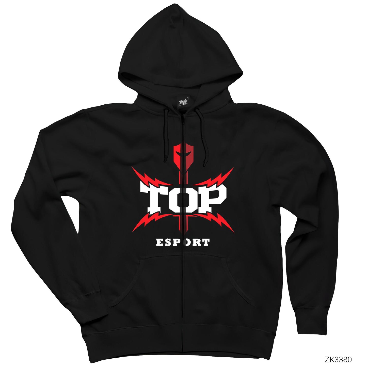 Topsports Gaming Lightning Siyah Fermuarlı Kapşonlu Sweatshirt