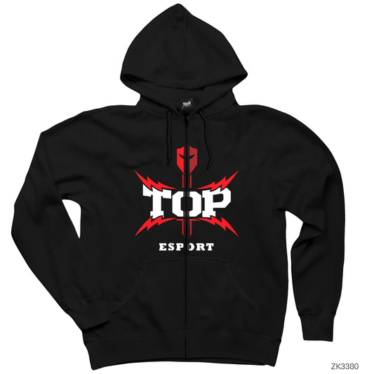 Topsports Gaming Lightning Siyah Fermuarlı Kapşonlu Sweatshirt