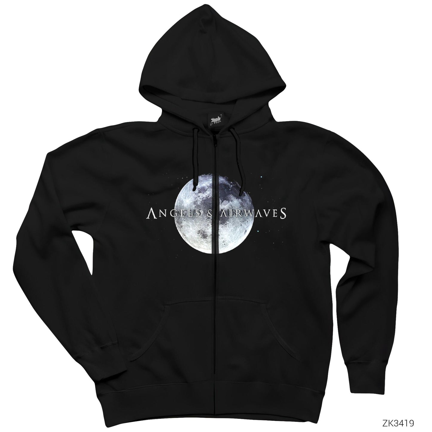 Angels and Airwaves Moon Siyah Fermuarlı Kapşonlu Sweatshirt