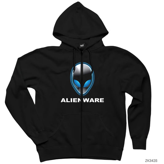 Alienware Siyah Fermuarlı Kapşonlu Sweatshirt