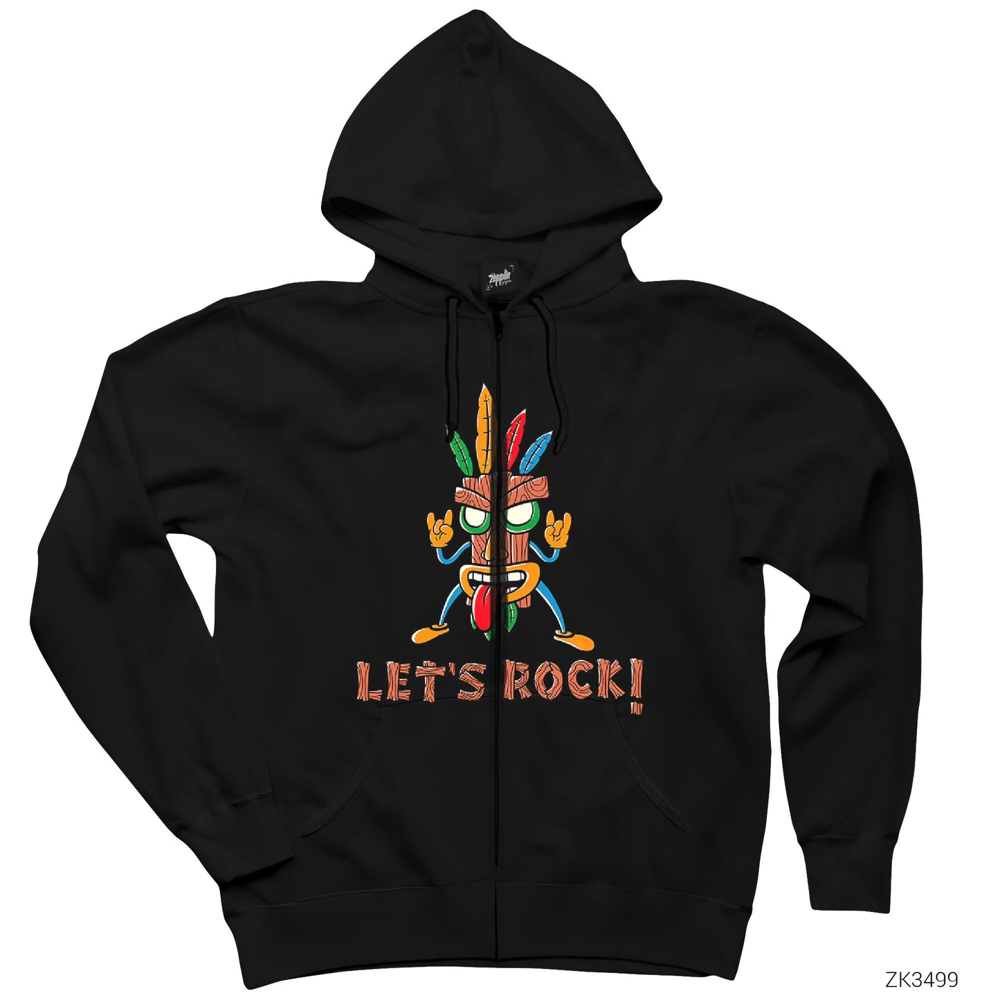 Lets Rock Siyah Fermuarlı Kapşonlu Sweatshirt