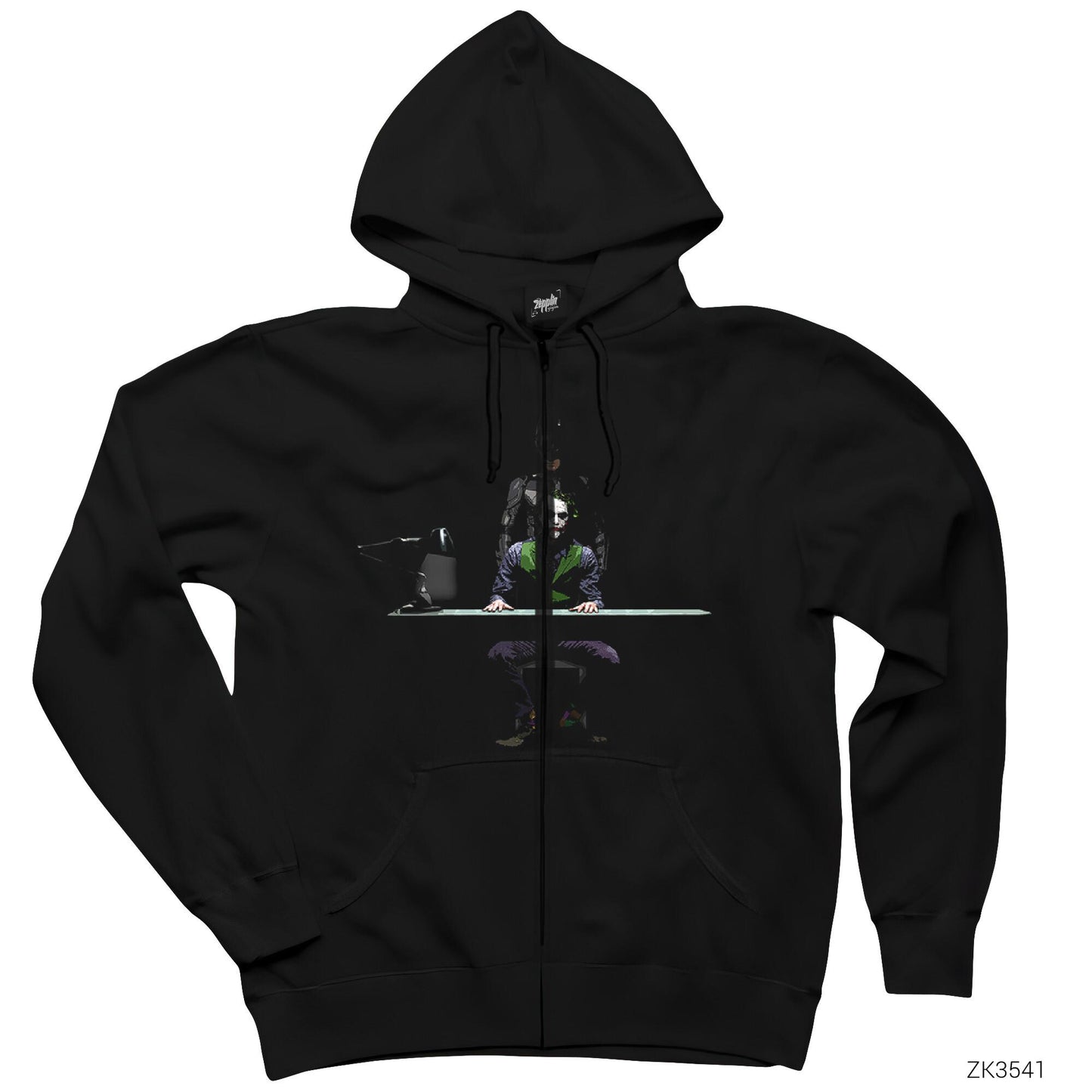 Batman And Joker Inquiry Siyah Fermuarlı Kapşonlu Sweatshirt