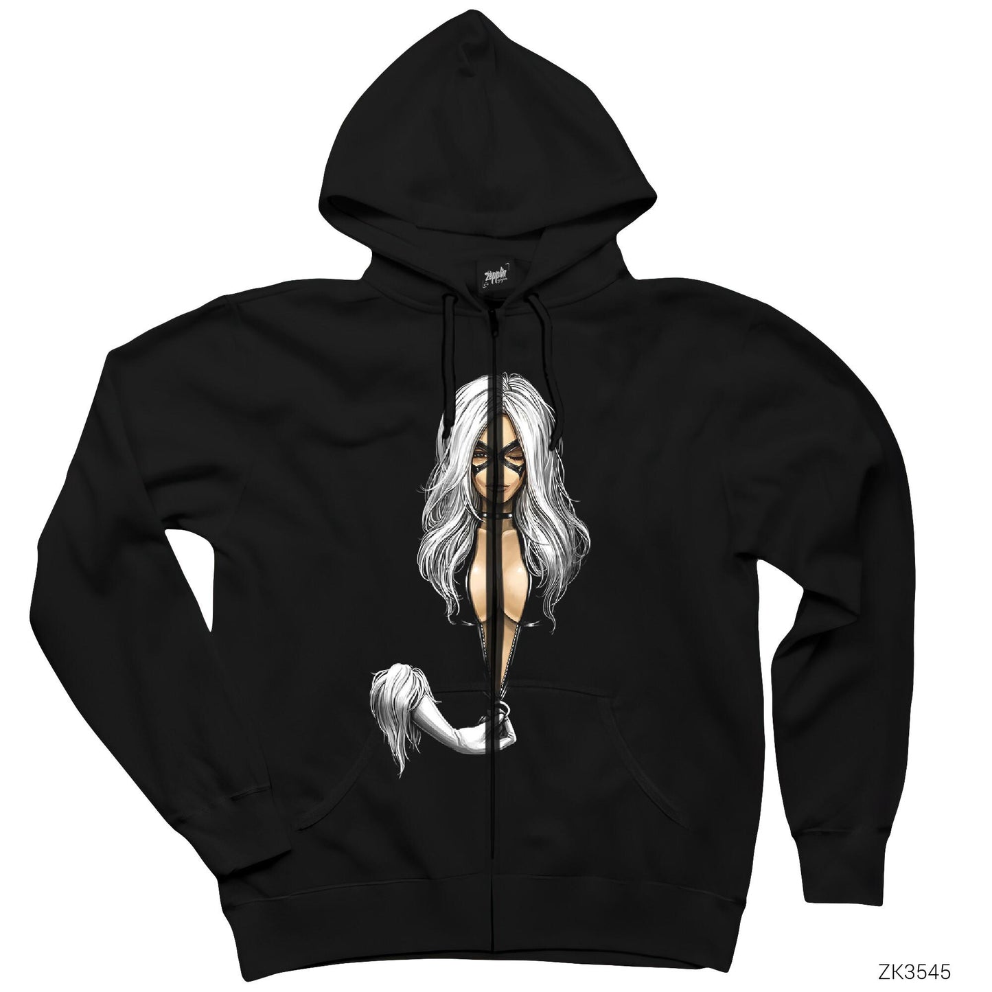 Black Cat Siyah Fermuarlı Kapşonlu Sweatshirt