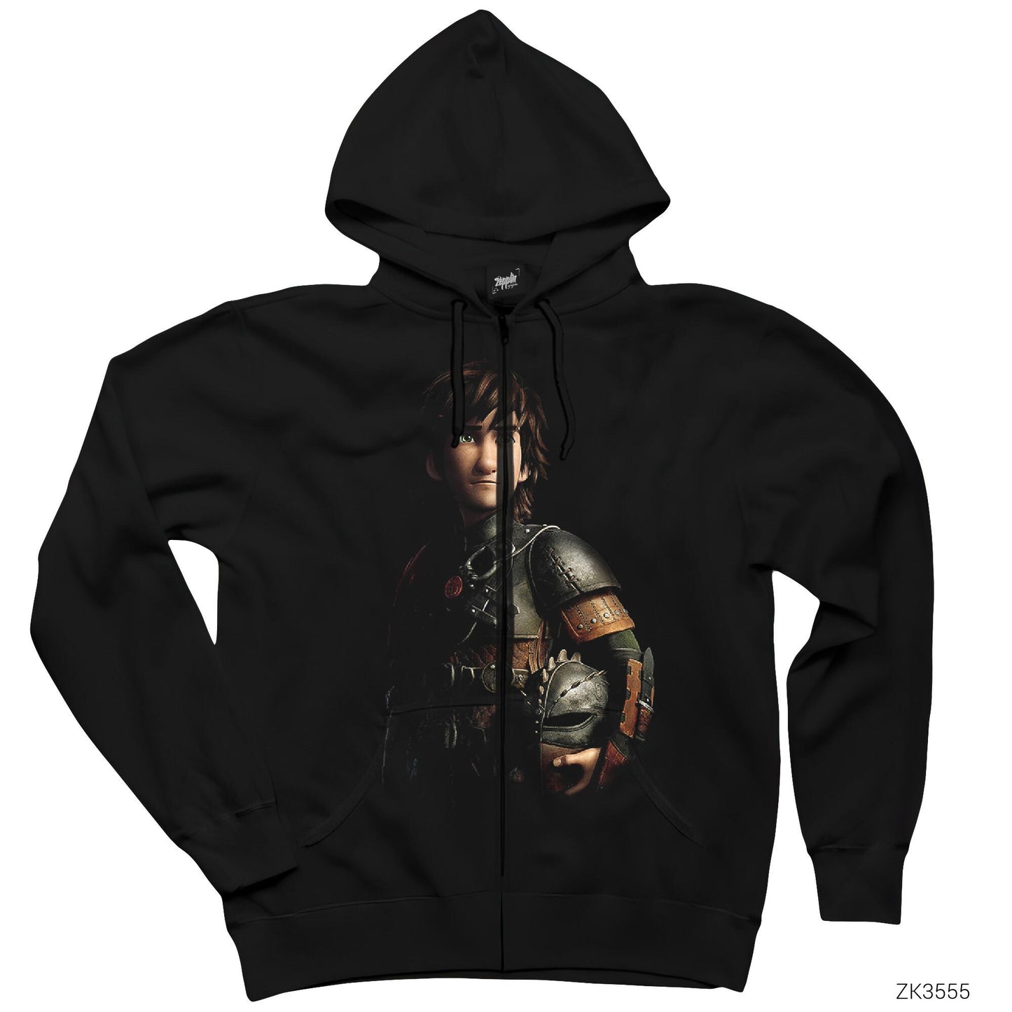 How to Train Your Dragon Hıçgıdık Siyah Fermuarlı Kapşonlu Sweatshirt