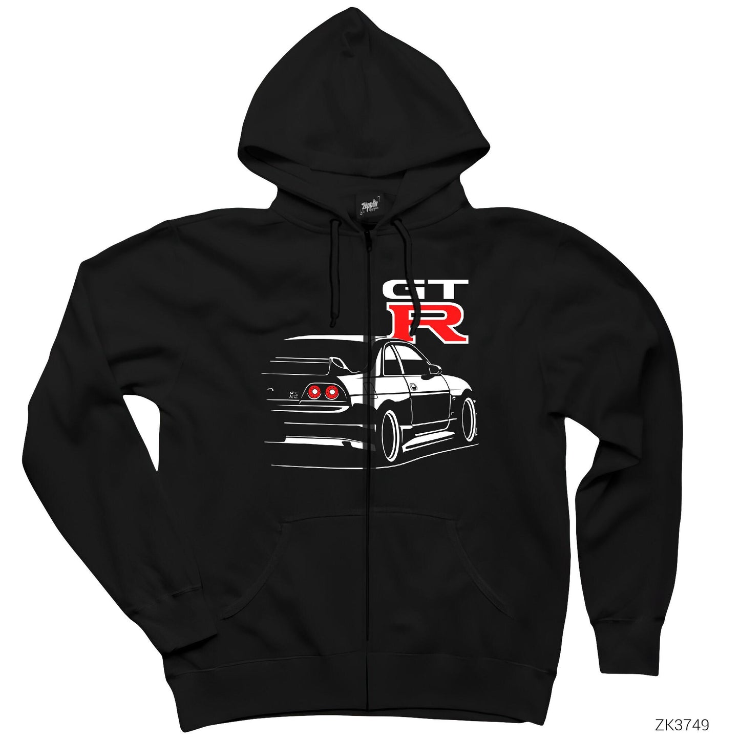 Nissan Skyline GT-R R33 Siyah Fermuarlı Kapşonlu Sweatshirt
