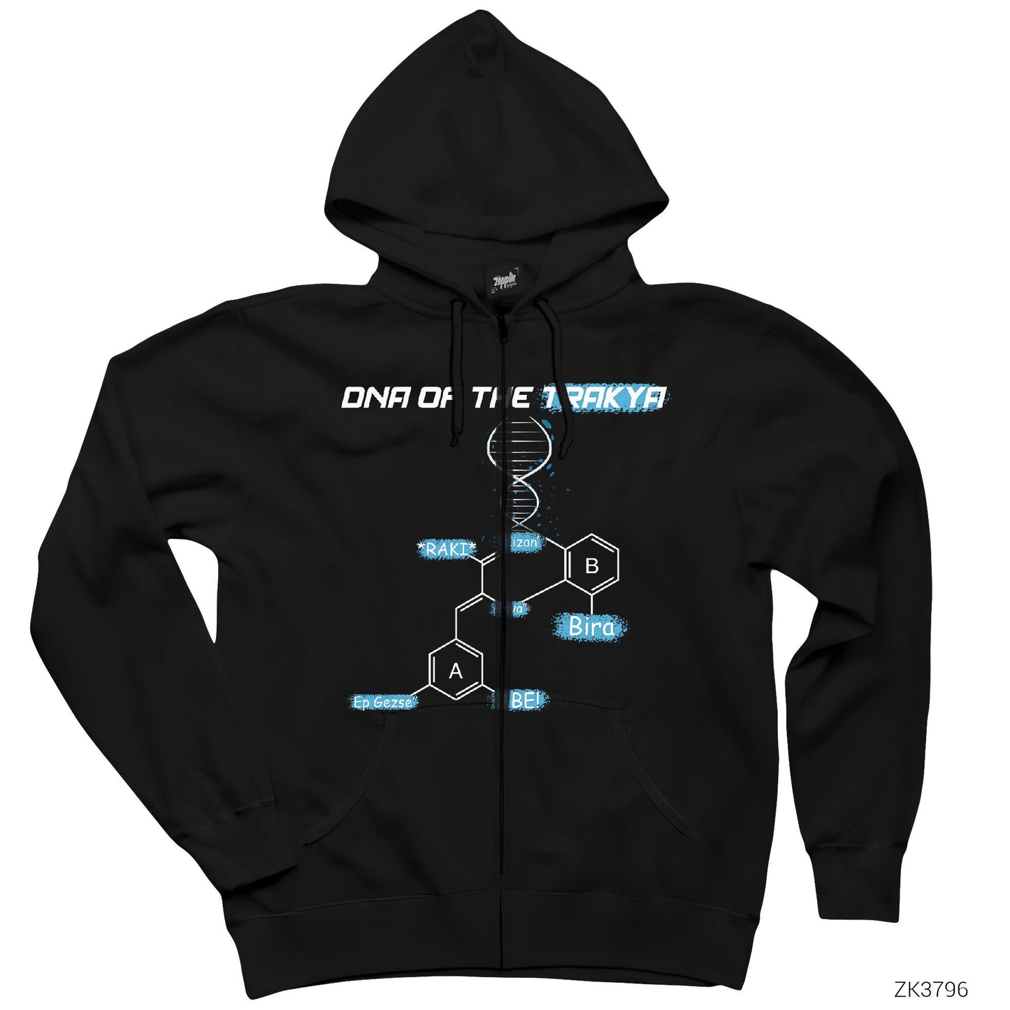 Dna Of The Trakya Siyah Fermuarlı Kapşonlu Sweatshirt