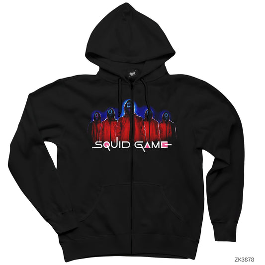 Squid Game Staff Team 2 Siyah Fermuarlı Kapşonlu Sweatshirt
