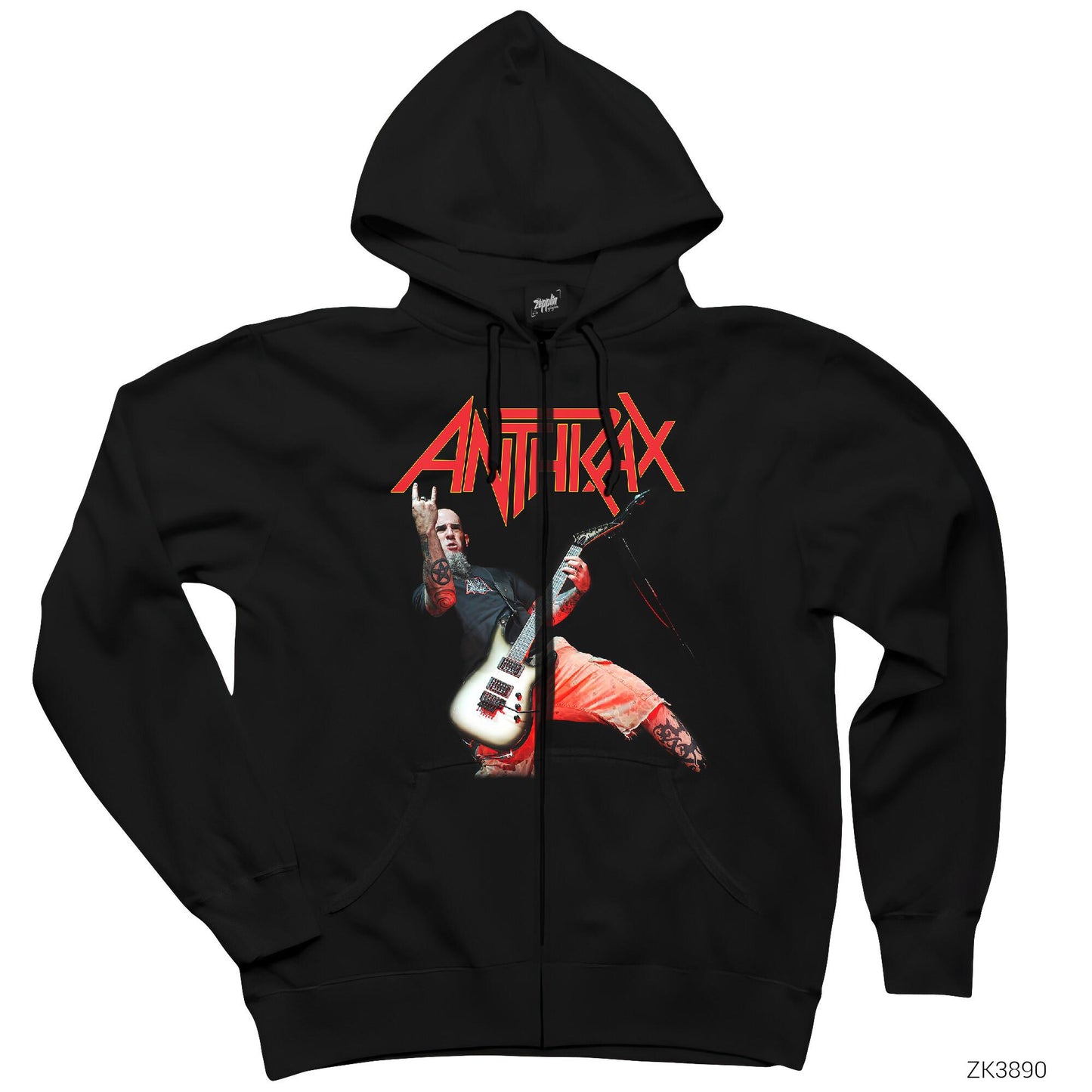 Anthrax Concert Siyah Fermuarlı Kapşonlu Sweatshirt