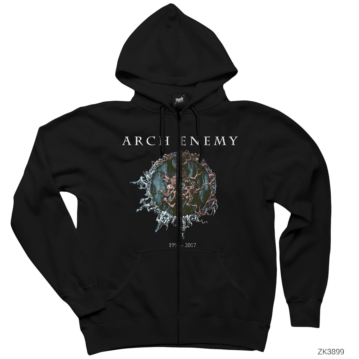 Arch Enemy 1996 2017 Siyah Fermuarlı Kapşonlu Sweatshirt