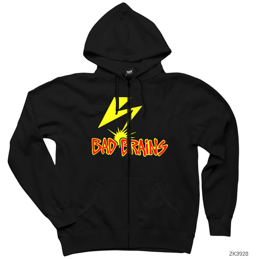 Bad Brains Lighting Siyah Fermuarlı Kapşonlu Sweatshirt