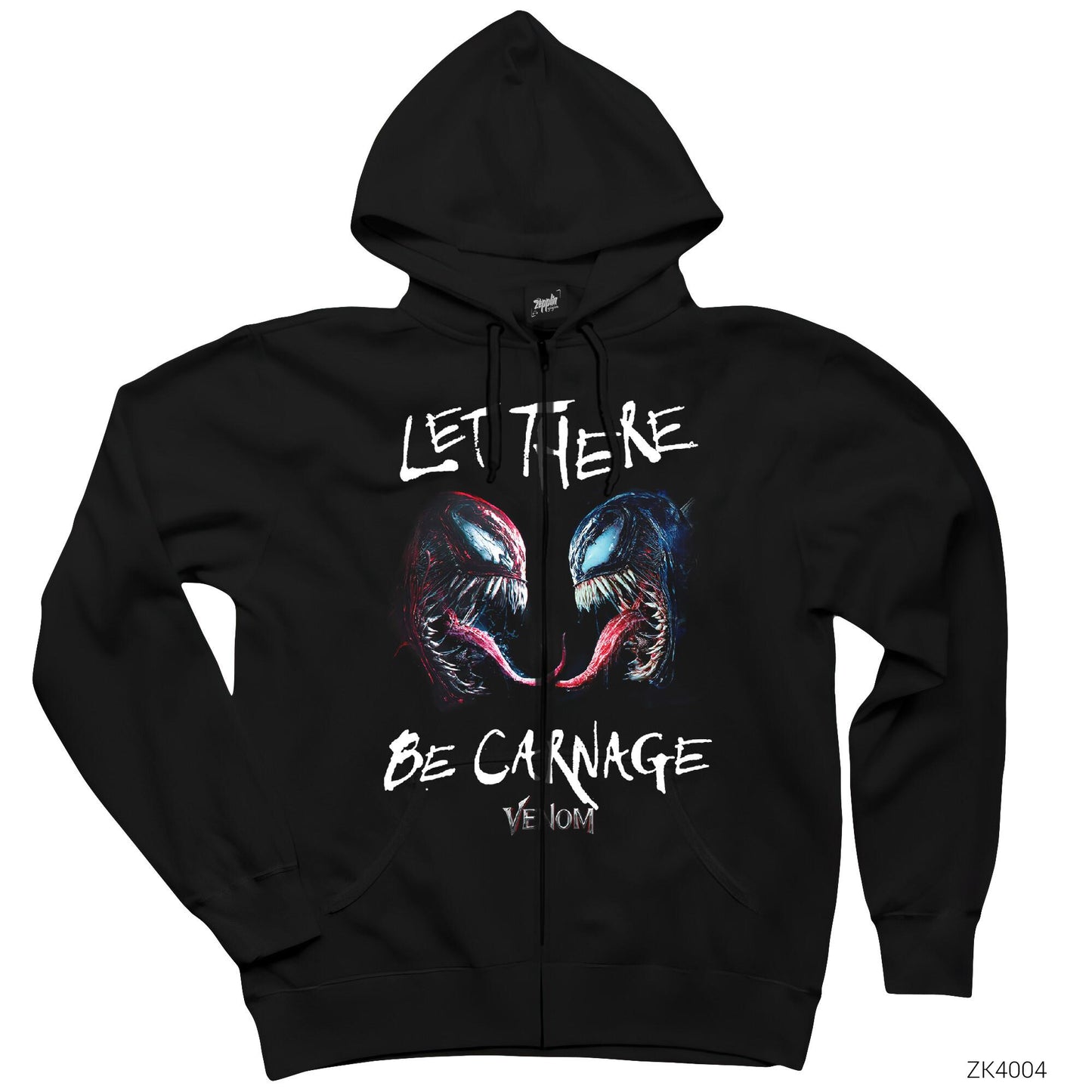 Venom 2 Let There be Carnage Kopya Siyah Fermuarlı Kapşonlu Sweatshirt