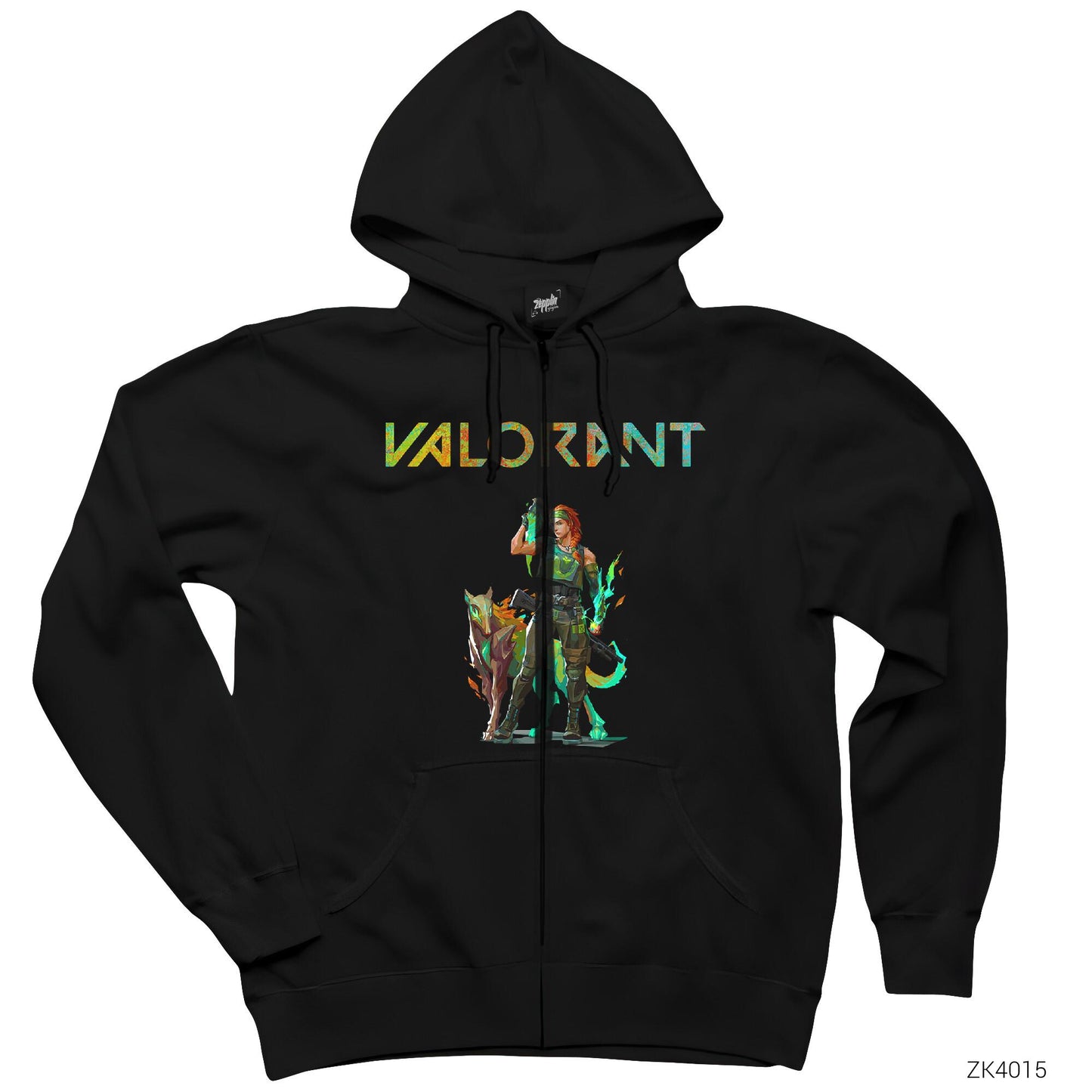 Valorant Skye Siyah Fermuarlı Kapşonlu Sweatshirt
