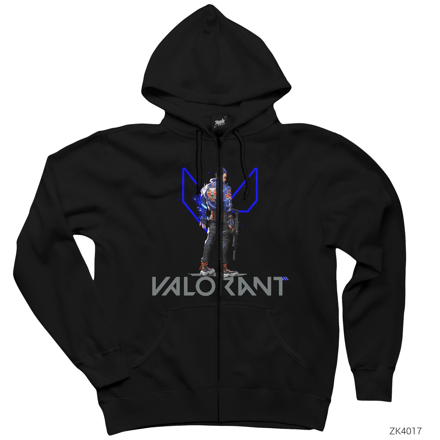 Valorant Yoru Siyah Fermuarlı Kapşonlu Sweatshirt