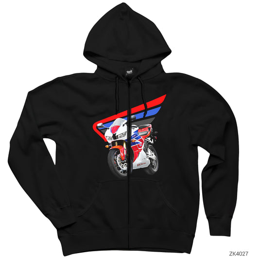 Honda CBR 600 hrc Siyah Fermuarlı Kapşonlu Sweatshirt