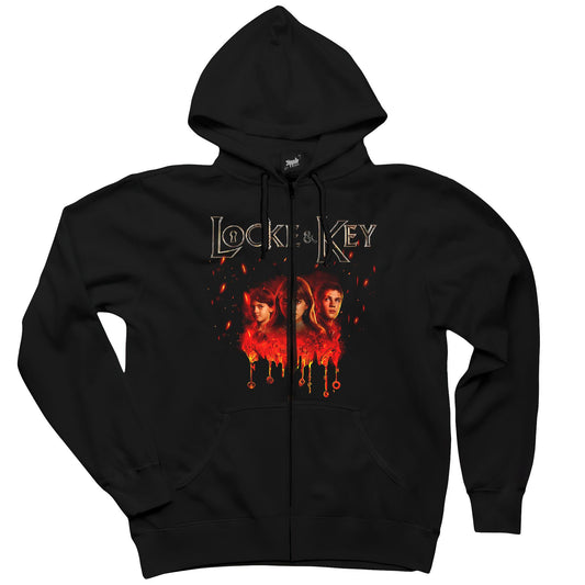 Locke Key 3 Kids Siyah Fermuarlı Kapşonlu Sweatshirt