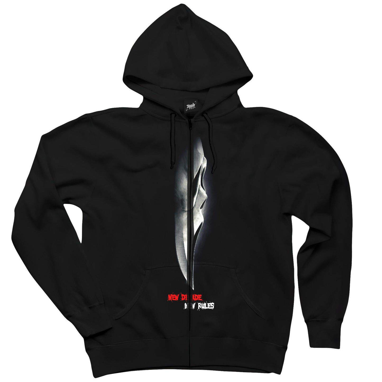 Scream New Decade New Rules Siyah Fermuarlı Kapşonlu Sweatshirt
