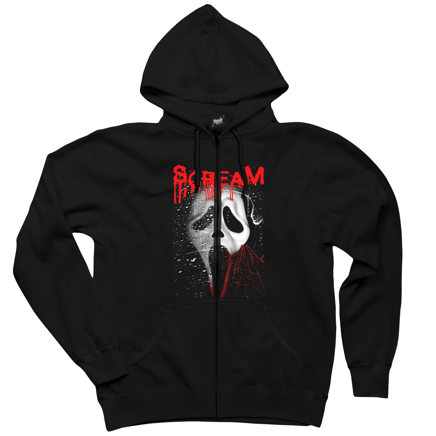 Scream Drop Siyah Fermuarlı Kapşonlu Sweatshirt